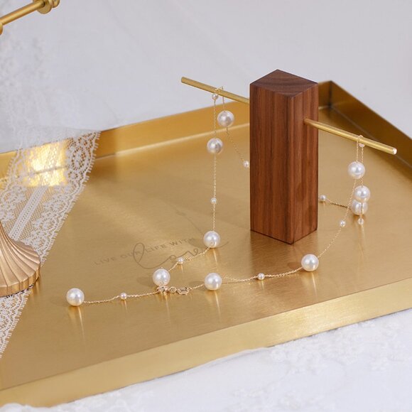 NEW 14K Gold Plated Pearl Station Necklace - Picture 4 of 14